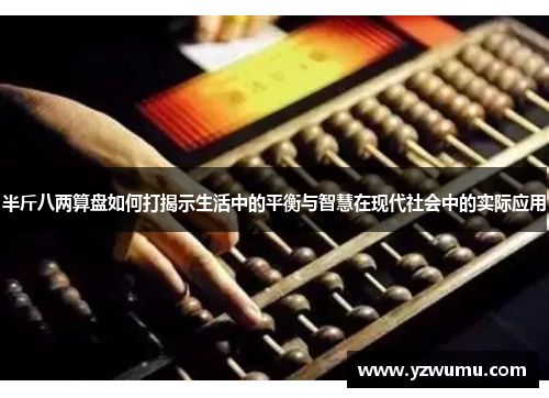 半斤八两算盘如何打揭示生活中的平衡与智慧在现代社会中的实际应用